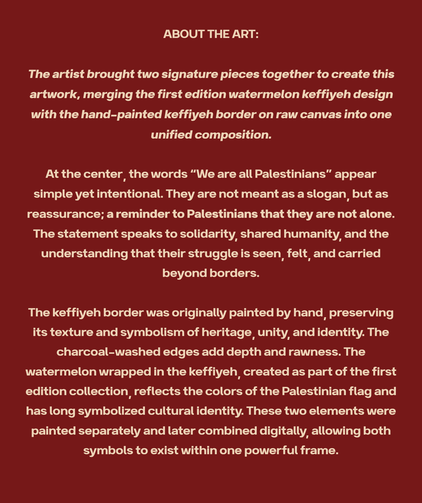 We Are All Palestinians About the Art