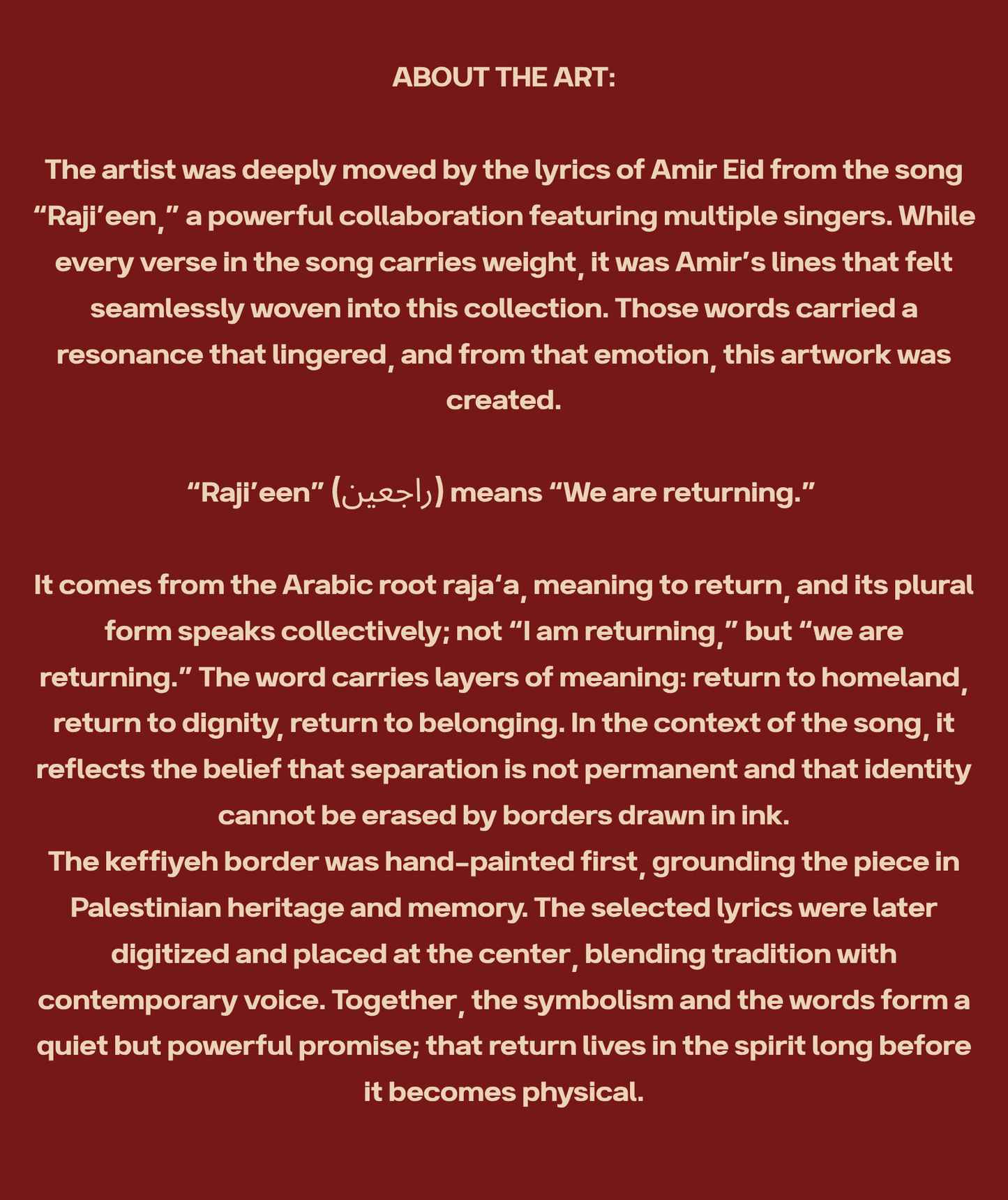 Raj'ieen - We Are Returning About the Art