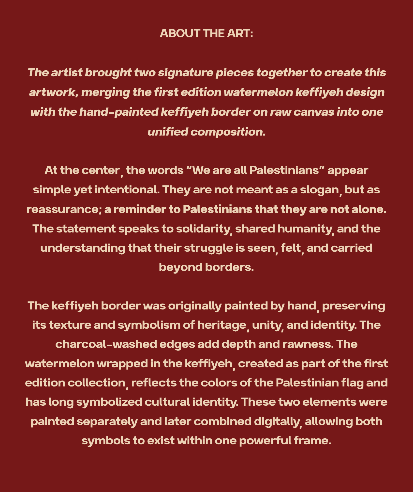 We Are All Palestinians About the Art