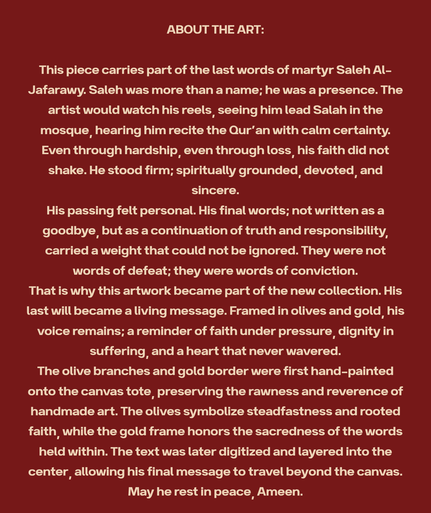 Martyr Saleh Al-Jafarawy About the Art