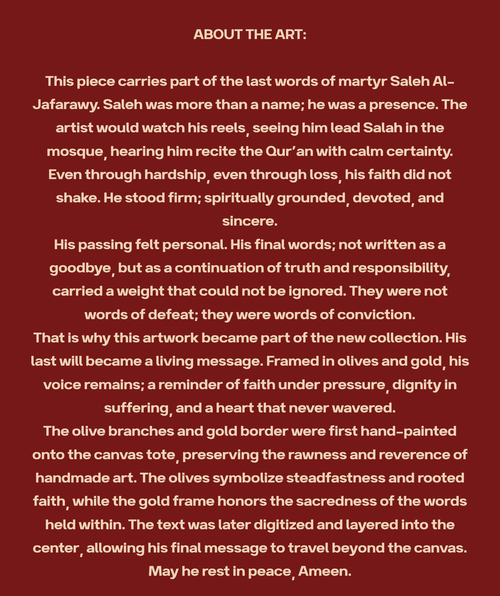 Martyr Saleh Al-Jafarawy About the Art