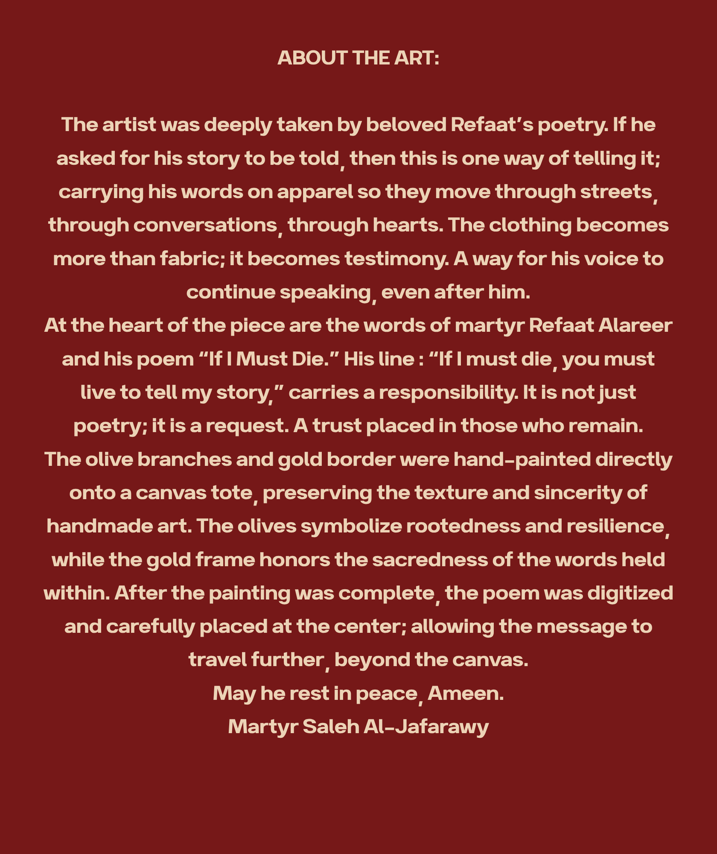 Refaat Alareer About the Art