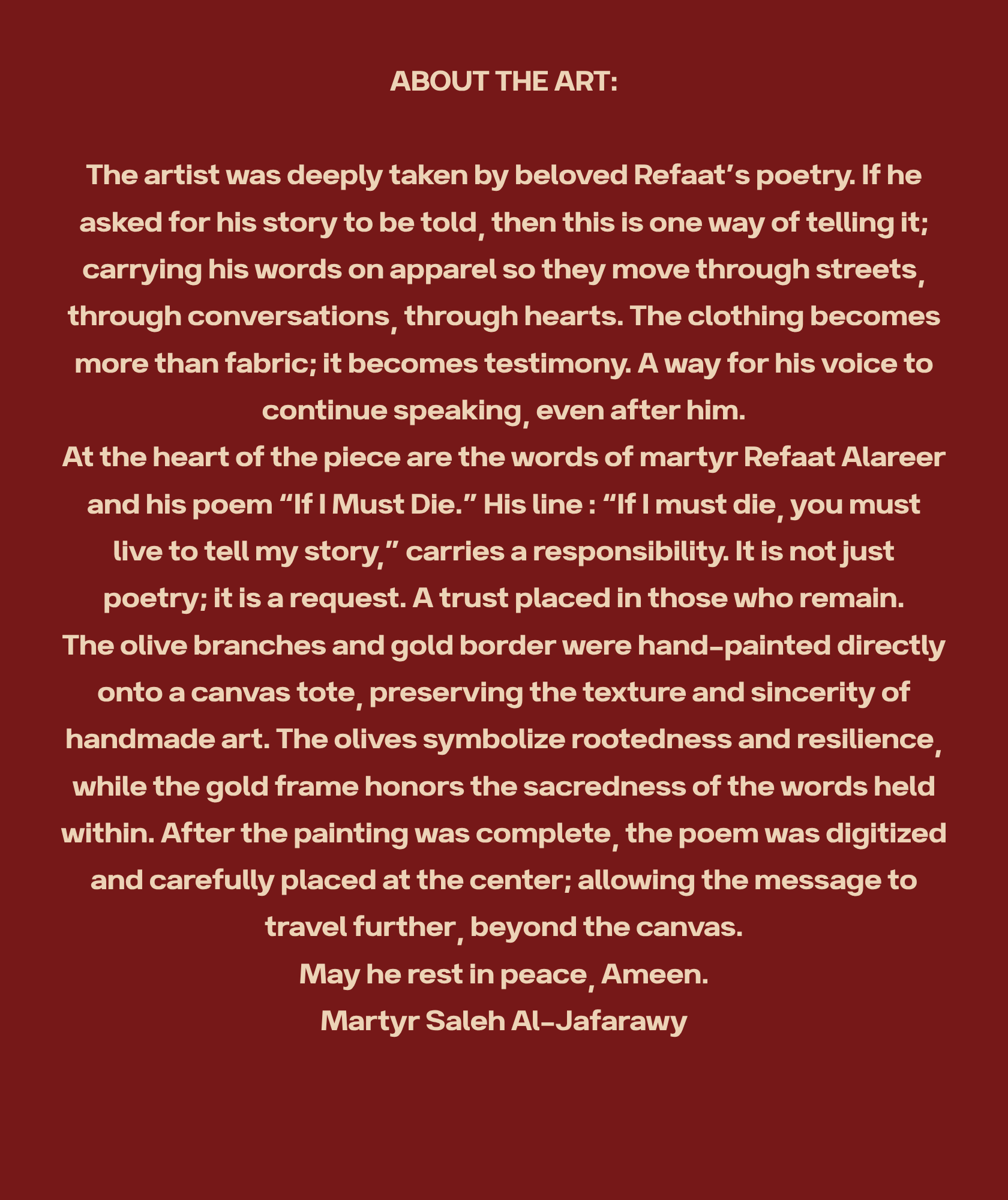 Refaat Alareer About the Art