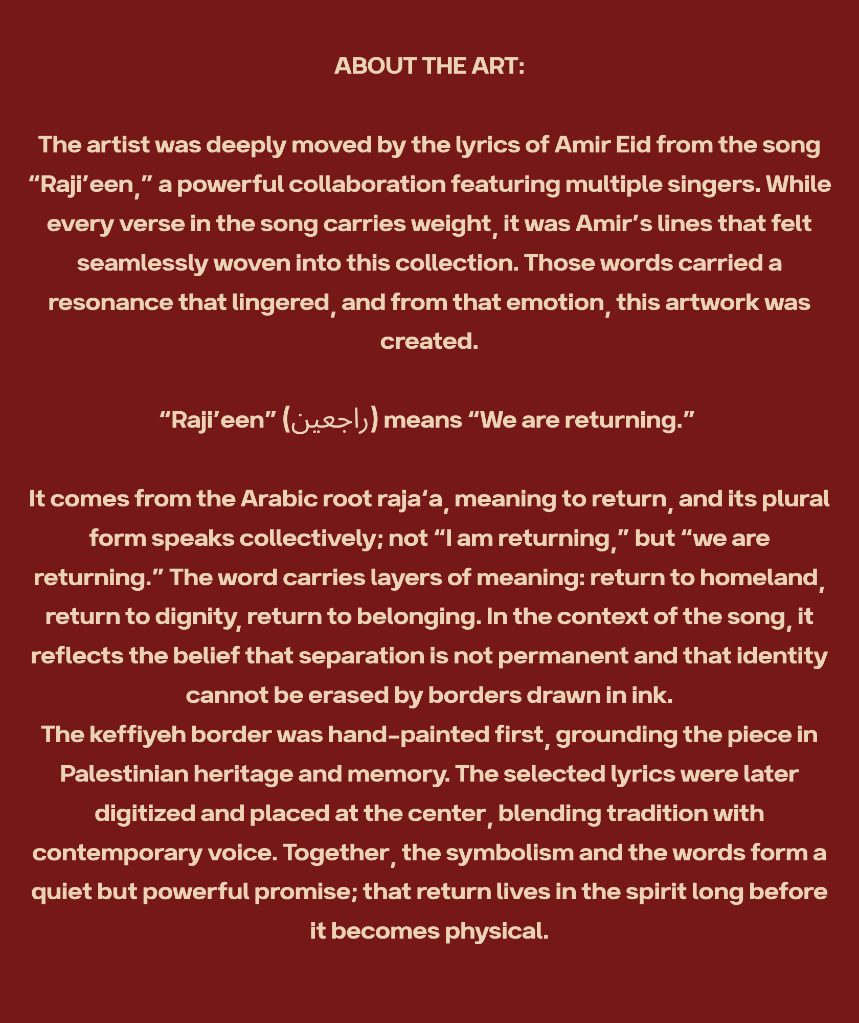 Raj'ieen - We Are Returning About the Art