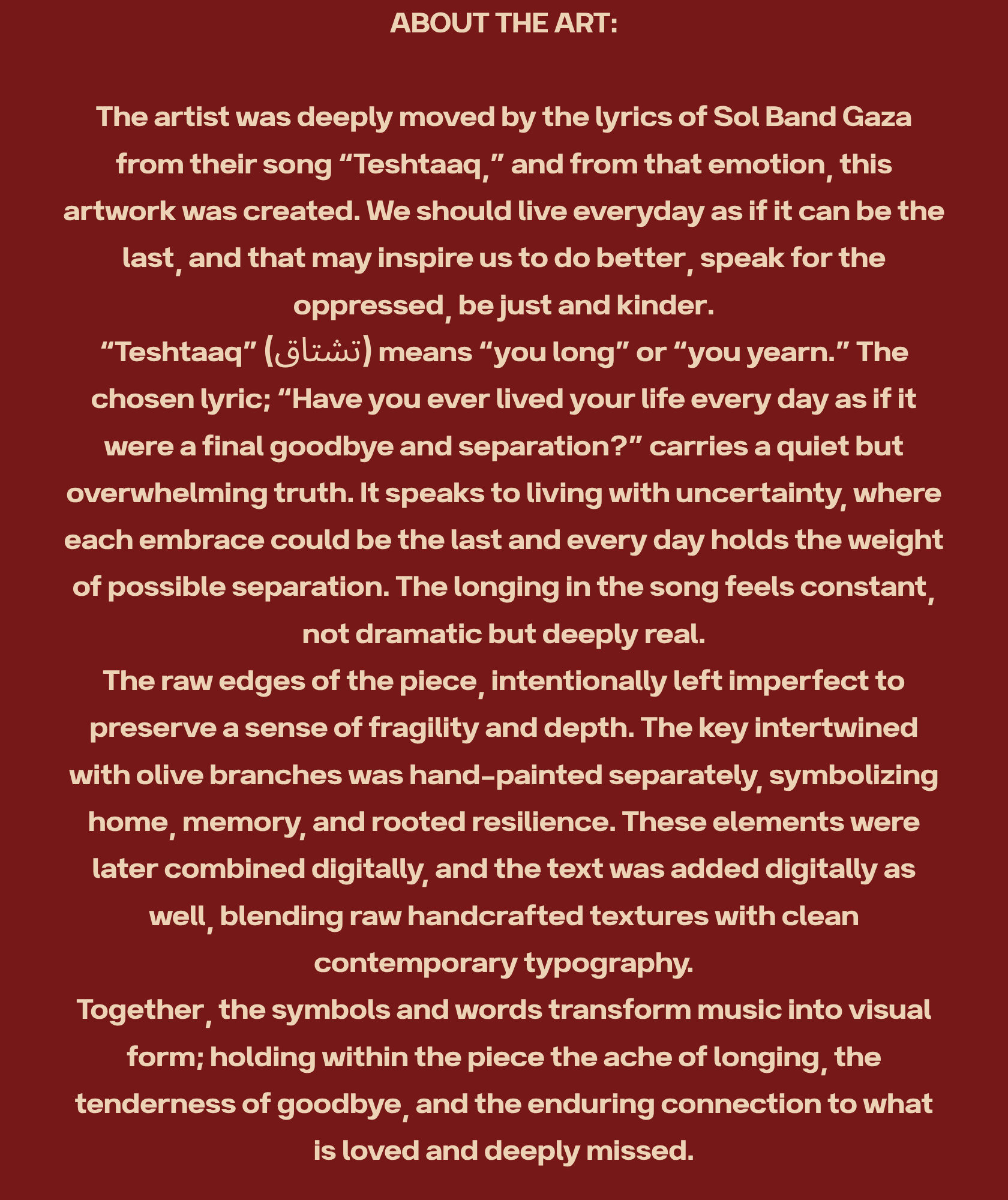 Teshtaaq About the Art