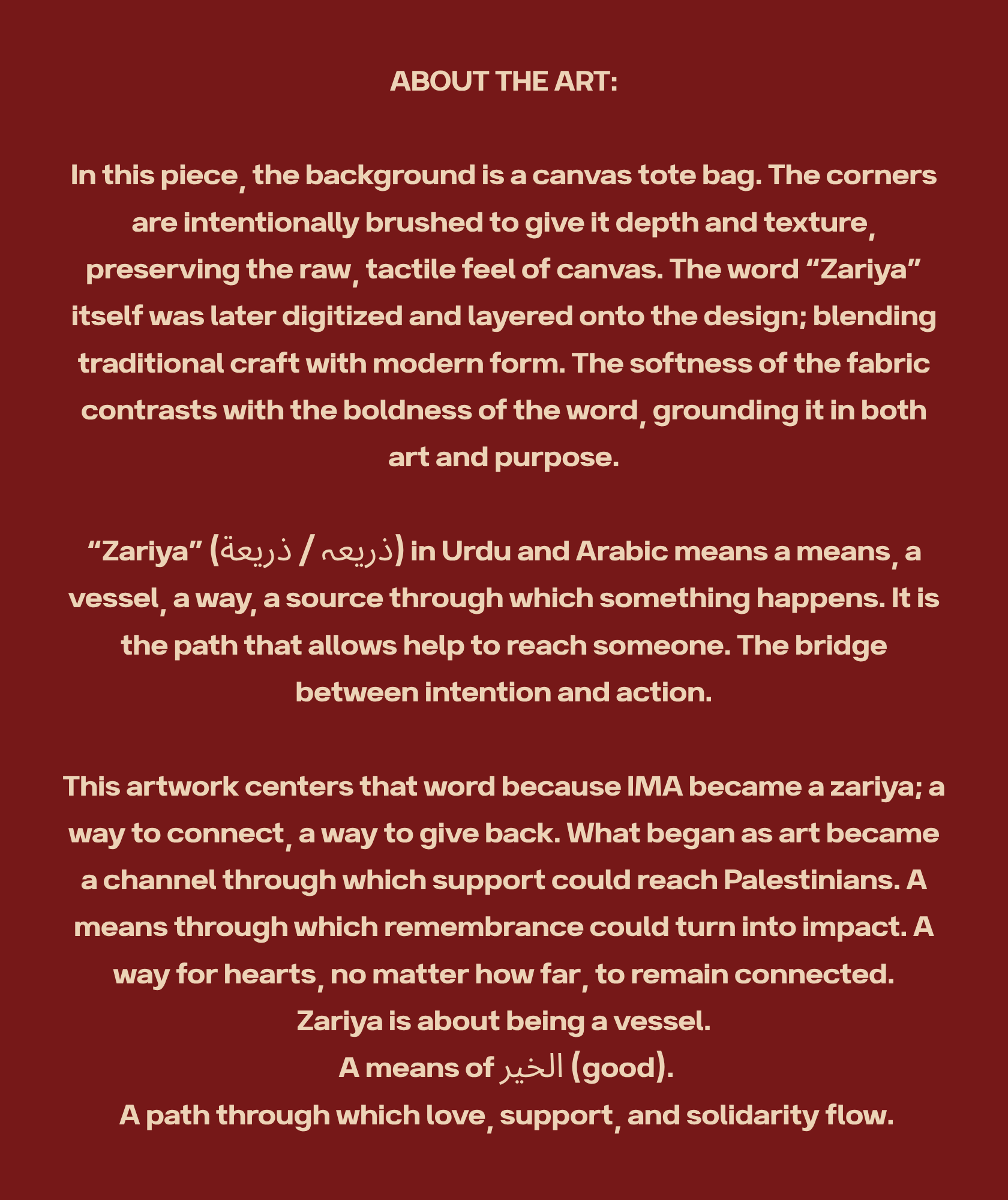 Zariya - A Vessel About the Art