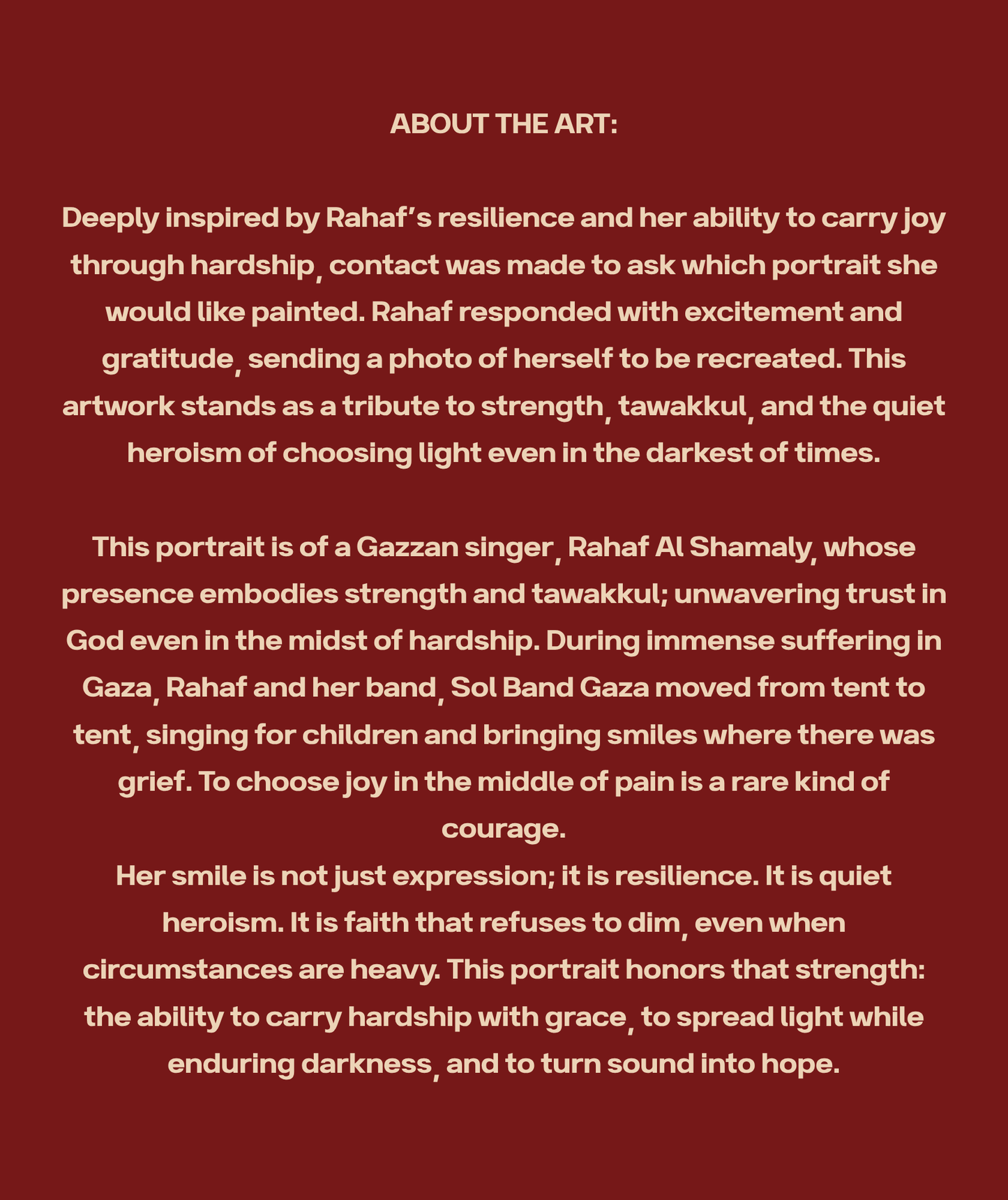 Rahaf Al-Shamaly About the Art