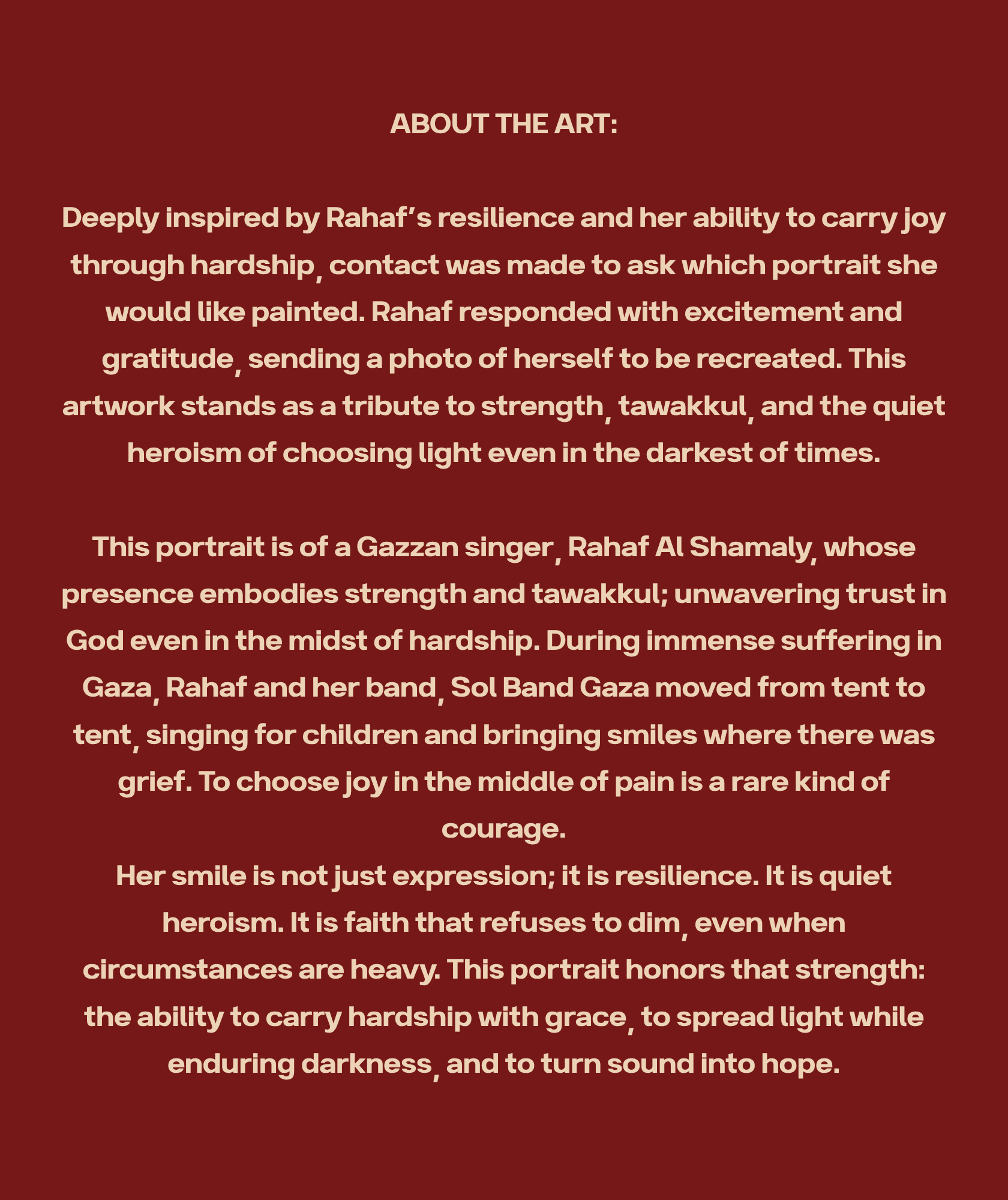 Rahaf Al-Shamaly About the Art