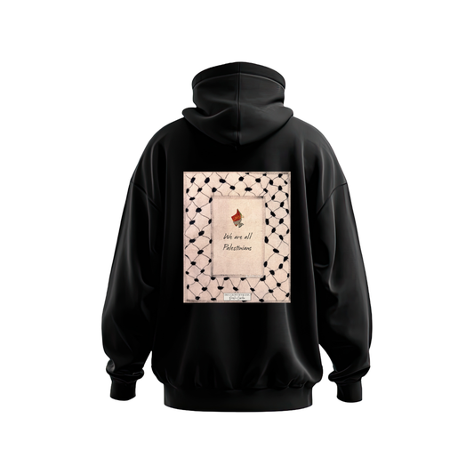 We Are All Palestinians Black Hoodie Design