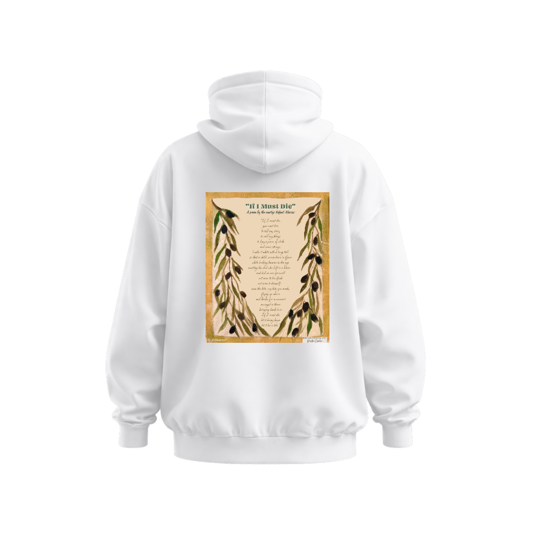 Refaat Alareer White Hoodie Design
