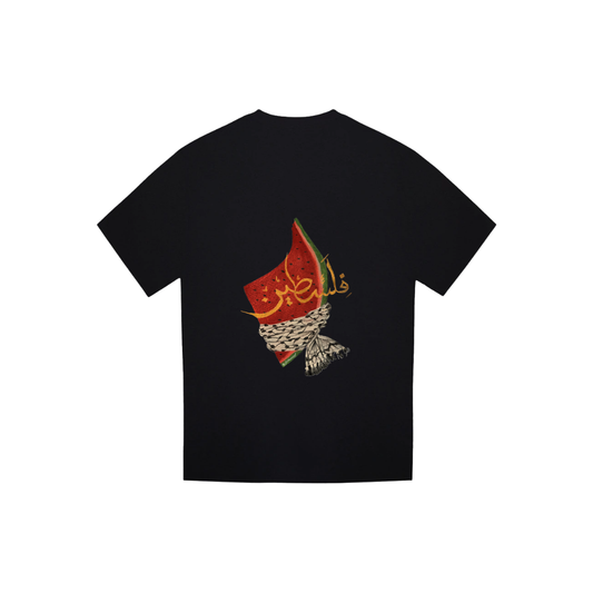 Watermelon Keffiyeh Black Tee Design