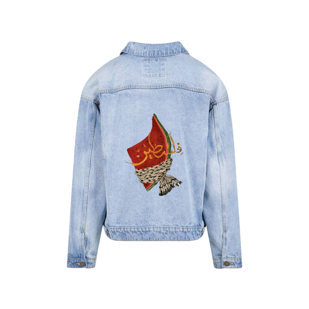 Watermelon Keffiyeh Light Blue Denim Jacket