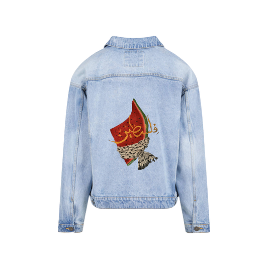 Watermelon Keffiyeh Light Blue Denim Jacket