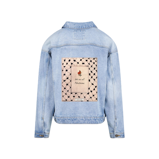We Are All Palestinians Light Blue Denim Jacket