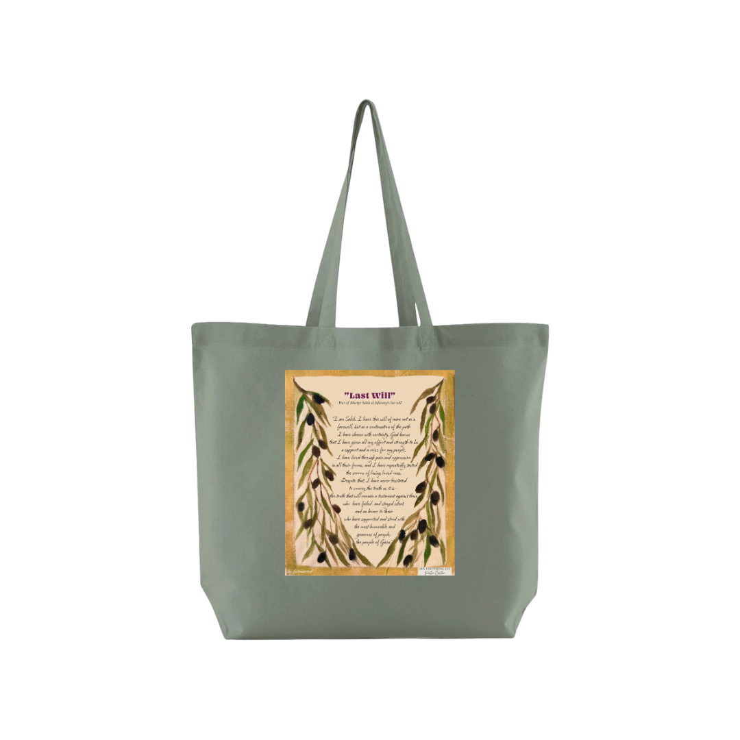 Martyr Saleh Al-Jafarawy Sage Green Tote Bag