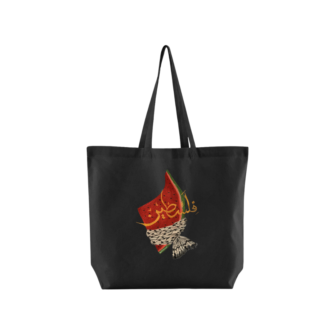 Watermelon Keffiyeh Black Tote Bag