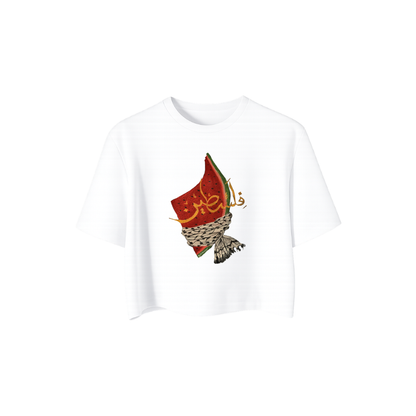 Watermelon Keffiyeh White Crop Top